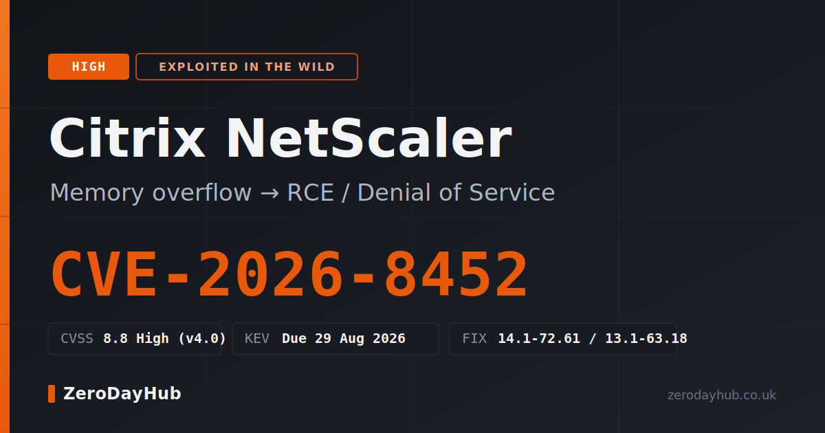Citrix NetScaler Memory Overflow Exploited in the Wild – CVE-2026-8452