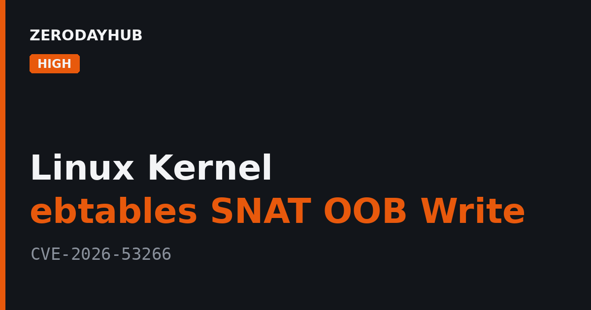Linux Kernel ebtables SNAT Out-of-Bounds Write Exploited in the Wild – CVE-2026-53266