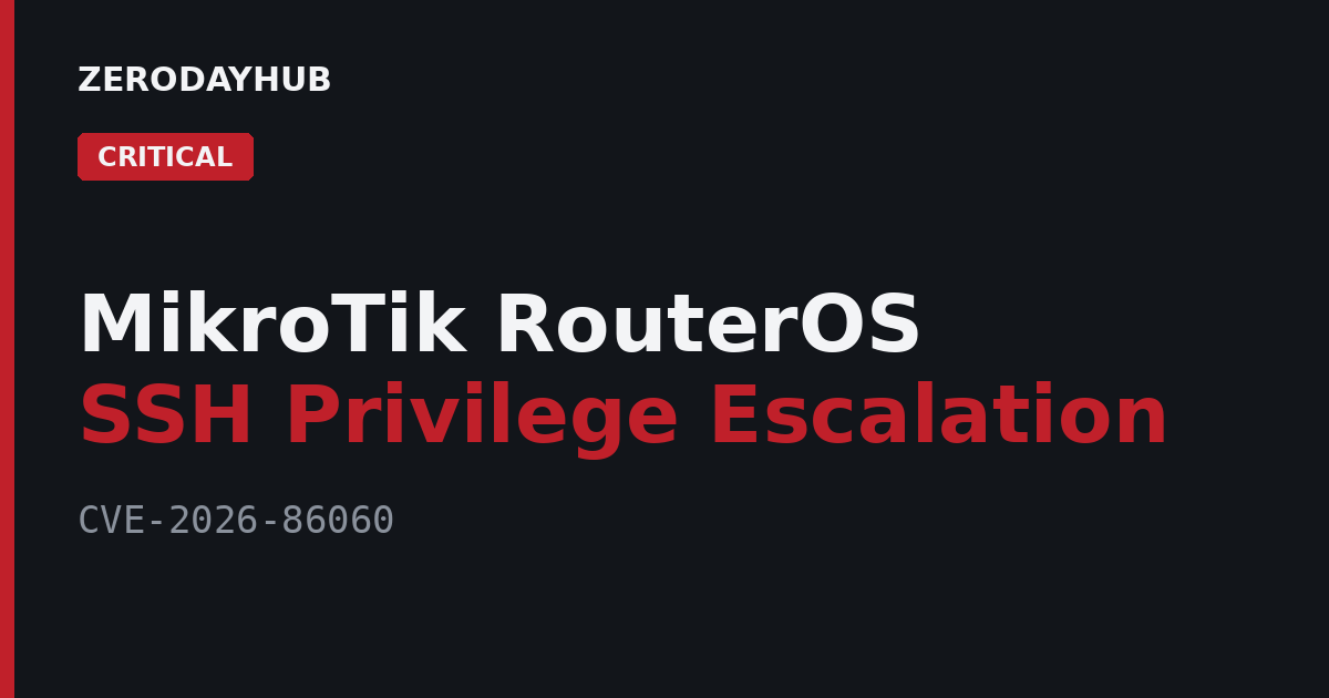 MikroTik RouterOS SSH Privilege Escalation Exploited in the Wild – CVE-2026-86060